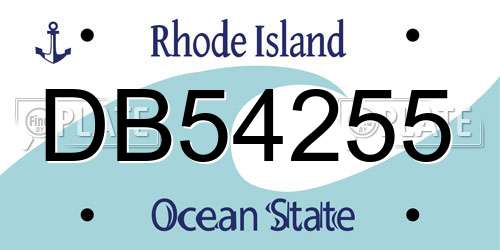 DB54255 Rhode Island License Plate