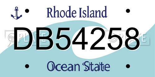 DB54258 Rhode Island License Plate