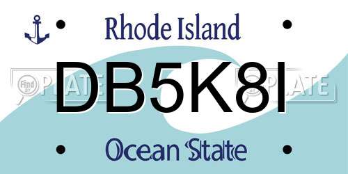 DB5K8I Rhode Island License Plate