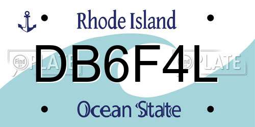 DB6F4L Rhode Island License Plate
