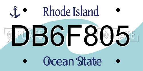DB6F805 Rhode Island License Plate