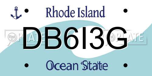 DB6I3G Rhode Island License Plate