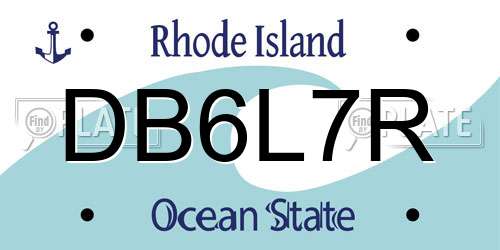 DB6L7R Rhode Island License Plate