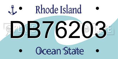 DB76203 Rhode Island License Plate
