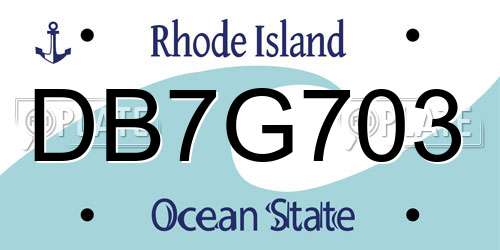DB7G703 Rhode Island License Plate