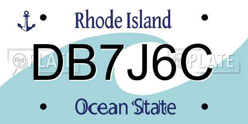DB7J6C Rhode Island License Plate