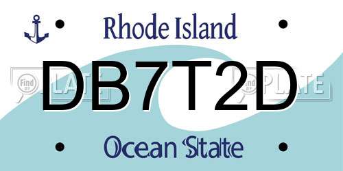 DB7T2D Rhode Island License Plate
