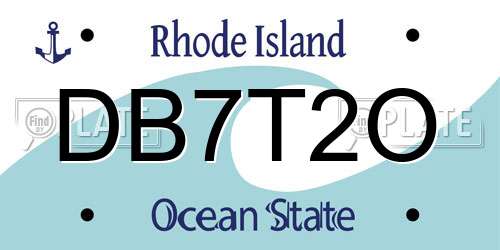 DB7T2O Rhode Island License Plate