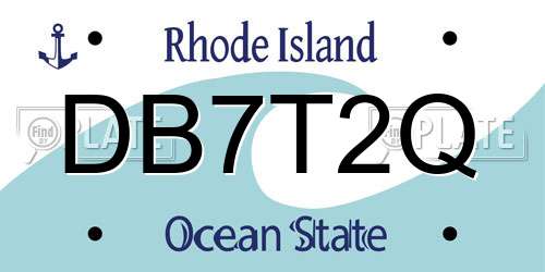 DB7T2Q Rhode Island License Plate