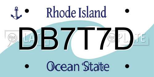DB7T7D Rhode Island License Plate