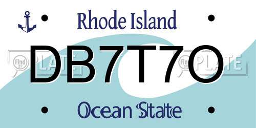 DB7T7O Rhode Island License Plate
