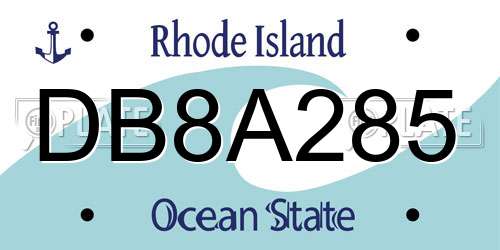 DB8A285 Rhode Island License Plate