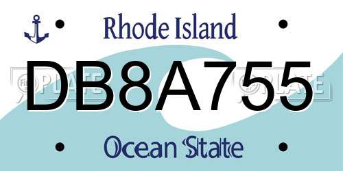 DB8A755 Rhode Island License Plate