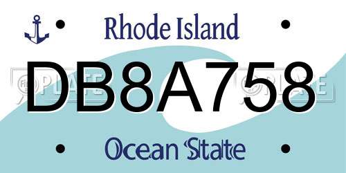 DB8A758 Rhode Island License Plate