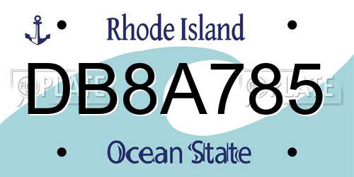 DB8A785 Rhode Island License Plate