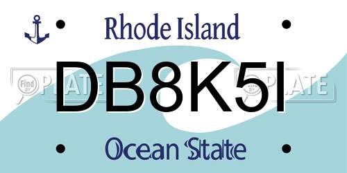DB8K5I Rhode Island License Plate