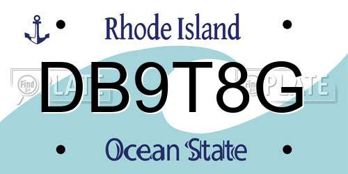 DB9T8G Rhode Island License Plate