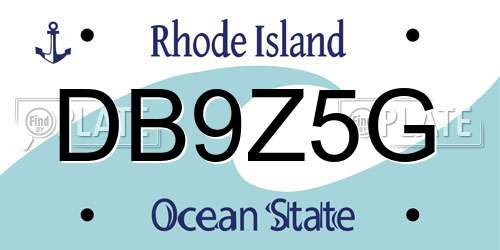 DB9Z5G Rhode Island License Plate