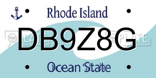 DB9Z8G Rhode Island License Plate