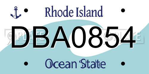 DBA0854 Rhode Island License Plate