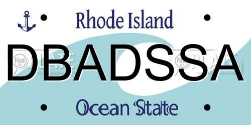 DBADSSA Rhode Island License Plate
