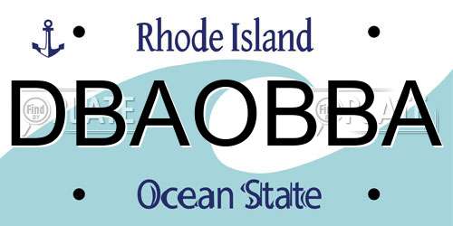 DBAOBBA Rhode Island License Plate