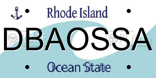 DBAOSSA Rhode Island License Plate
