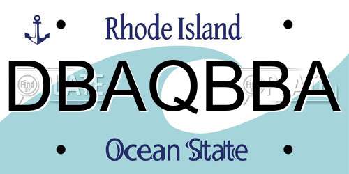 DBAQBBA Rhode Island License Plate