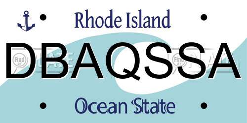 DBAQSSA Rhode Island License Plate