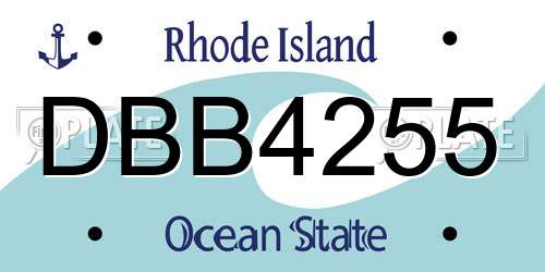 DBB4255 Rhode Island License Plate