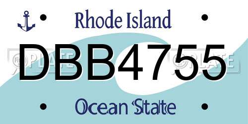 DBB4755 Rhode Island License Plate