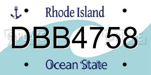 DBB4758 Rhode Island License Plate