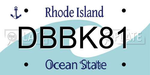 DBBK81 Rhode Island License Plate