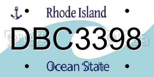 DBC3398 Rhode Island License Plate