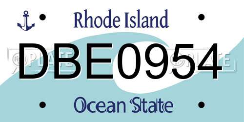 DBE0954 Rhode Island License Plate