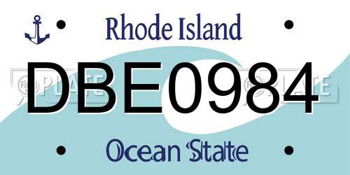 DBE0984 Rhode Island License Plate