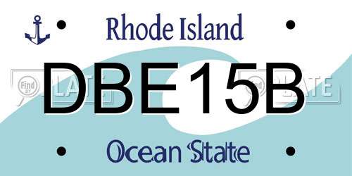 DBE15B Rhode Island License Plate
