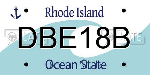 DBE18B Rhode Island License Plate