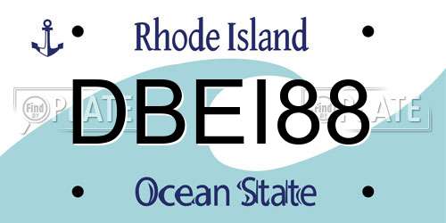 DBEI88 Rhode Island License Plate