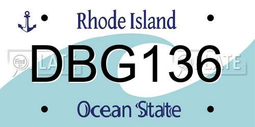DBG136 Rhode Island License Plate