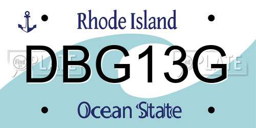 DBG13G Rhode Island License Plate