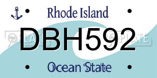 DBH592 Rhode Island License Plate