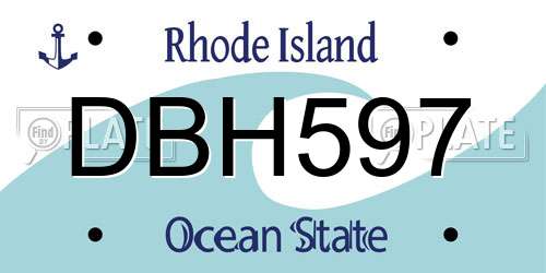DBH597 Rhode Island License Plate