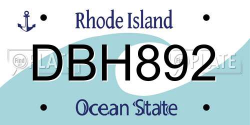 DBH892 Rhode Island License Plate
