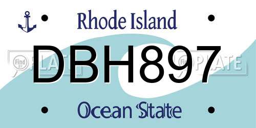 DBH897 Rhode Island License Plate