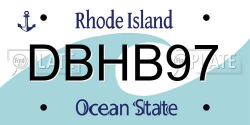 DBHB97 Rhode Island License Plate