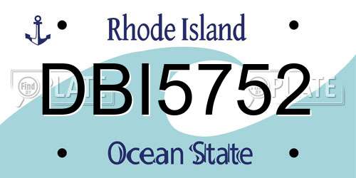 DBI5752 Rhode Island License Plate