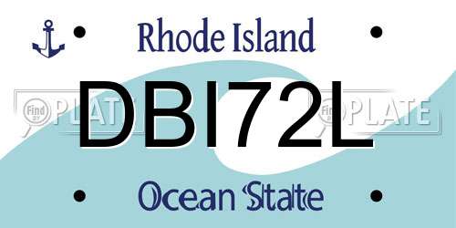 DBI72L Rhode Island License Plate