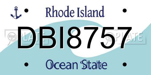 DBI8757 Rhode Island License Plate