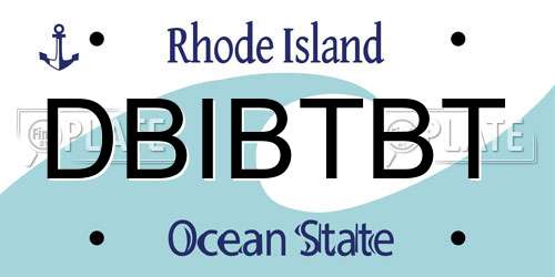 DBIBTBT Rhode Island License Plate